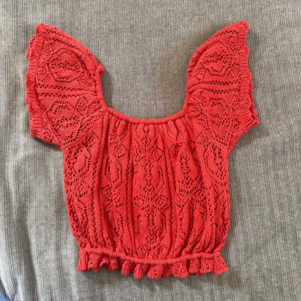 Burnt Orange Crochet Top